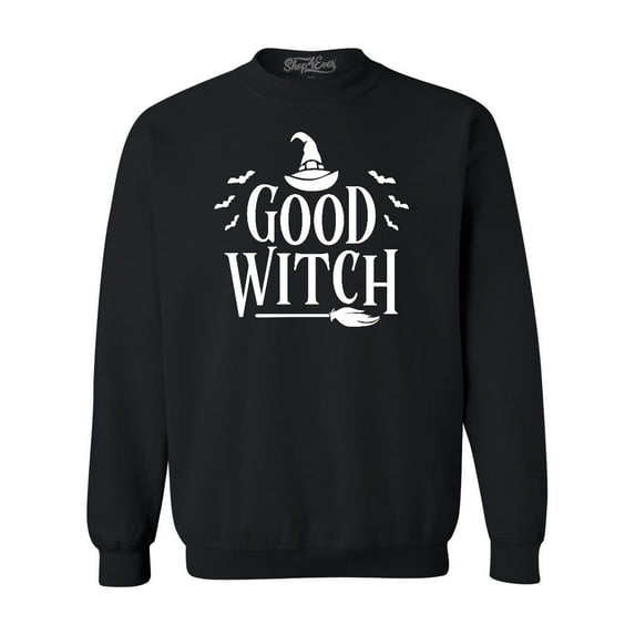 Shop4Ever Men's Good Witch "White" Halloween Costume Crewneck Sweatshirt Large Black