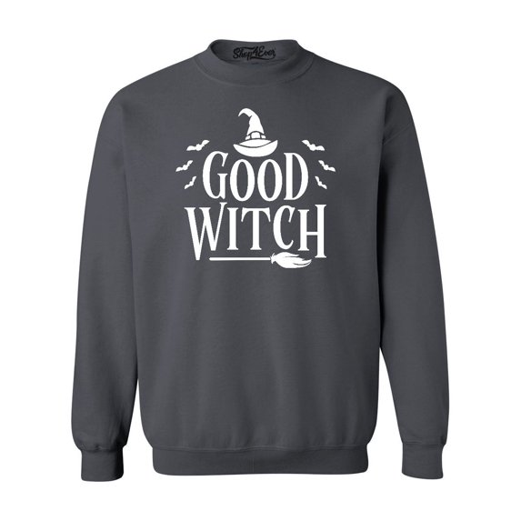 Shop4Ever Men's Good Witch "White" Halloween Costume Crewneck Sweatshirt XX-Large Charcoal