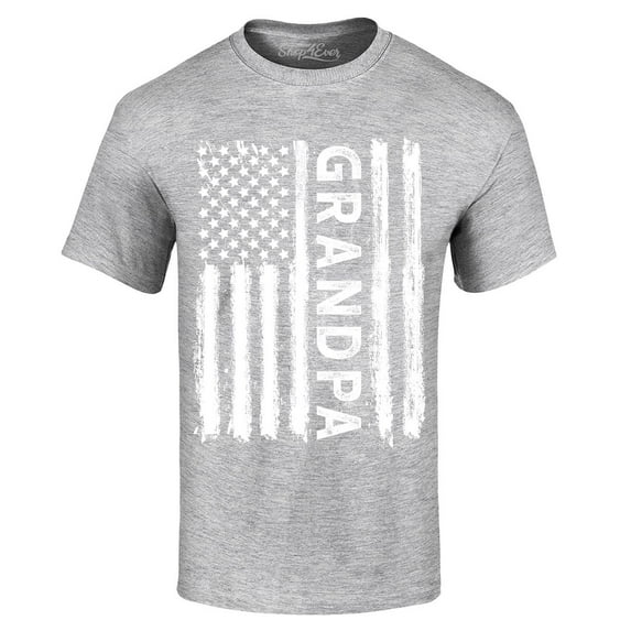 Shop4Ever Men's Grandpa American Flag Graphic T-shirt Large Sports Grey