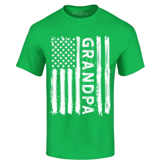 Shop4Ever Men's Grandpa American Flag Graphic T-shirt XXXXX-Large Irish Green