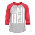 thumbnail image 1 of Shop4Ever Men's Grandpa American Flag USA Patriotic Raglan Baseball Shirt Large Heather Grey/Red, 1 of 4