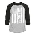 thumbnail image 1 of Shop4Ever Men's Grandpa American Flag USA Patriotic Raglan Baseball Shirt Medium Heather Grey/Black, 1 of 4