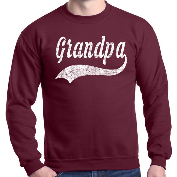 Shop4Ever Men's Grandpa Classic Baseball Father's Day Crewneck Sweatshirt X-Large Maroon