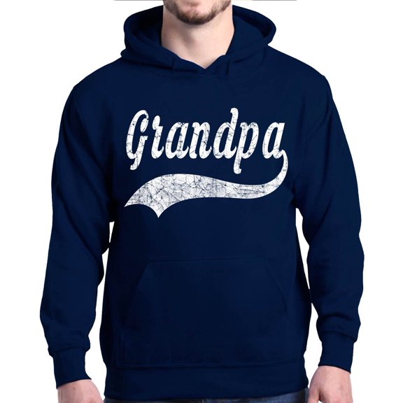 Shop4Ever Men's Grandpa Classic Baseball Father's Day Hooded Sweatshirt Hoodie XX-Large Navy