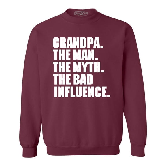 Shop4Ever Men's Grandpa The Man The Myth Crewneck Sweatshirt Large Maroon