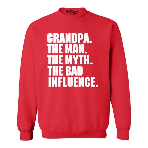 Shop4Ever Men's Grandpa The Man The Myth Crewneck Sweatshirt XX-Large Red