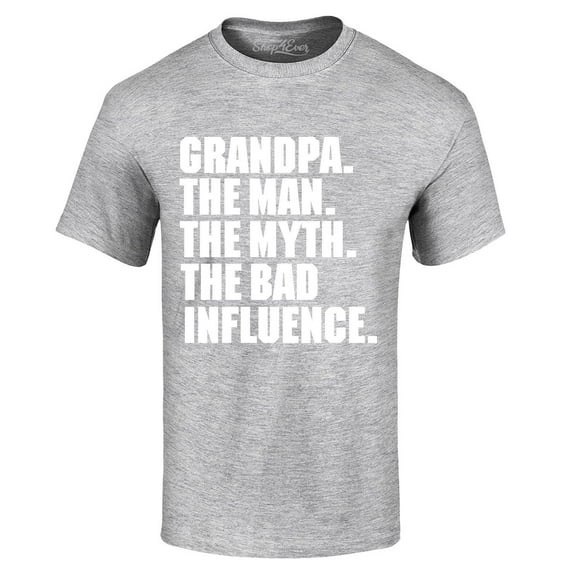 Shop4Ever Men's Grandpa The Man The Myth Graphic T-shirt XXX-Large Sports Grey