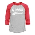 thumbnail image 1 of Shop4Ever Men's Groom Baseball Wedding Raglan Baseball Shirt Medium Heather Grey/Red, 1 of 4