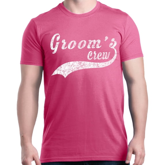 Shop4Ever Men's Groom's Crew Baseball Wedding Graphic T-shirt XX-Large Azalea Pink