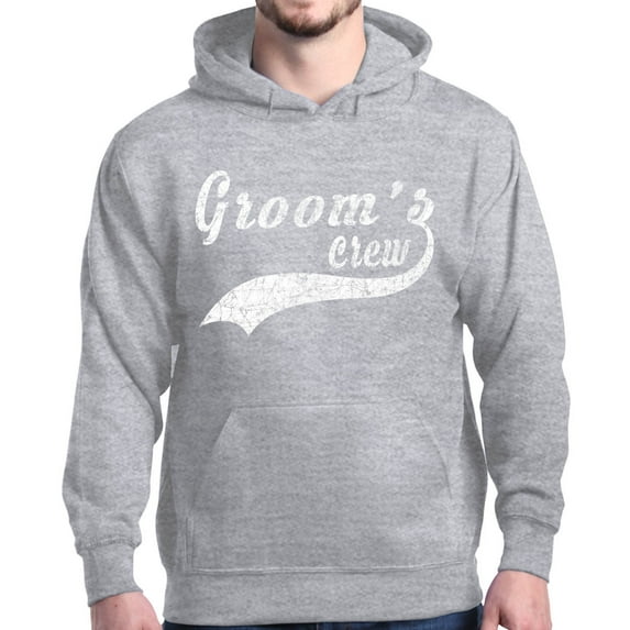 Shop4Ever Men's Groom's Crew Baseball Wedding Hooded Sweatshirt Hoodie XX-Large Sports Grey