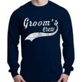 thumbnail image 1 of Shop4Ever Men's Groom's Crew Baseball Wedding Long Sleeve Shirt Large Navy, 1 of 5