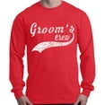 thumbnail image 1 of Shop4Ever Men's Groom's Crew Baseball Wedding Long Sleeve Shirt Large Red, 1 of 5