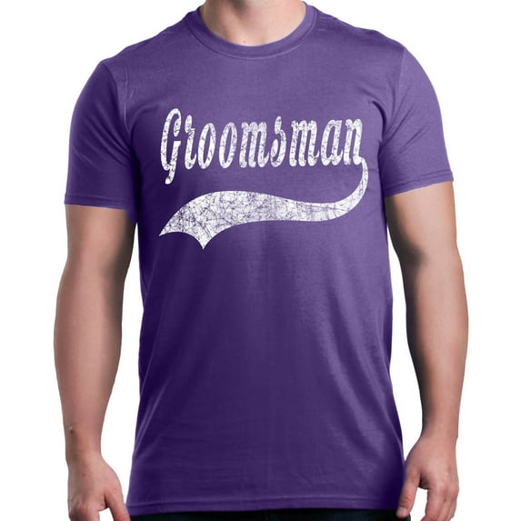 Shop4Ever Men's Groomsman Baseball Wedding Graphic T-shirt XX-Large Purple