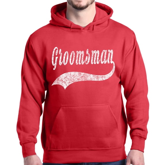Shop4Ever Men's Groomsman Baseball Wedding Hooded Sweatshirt Hoodie XXX-Large Red