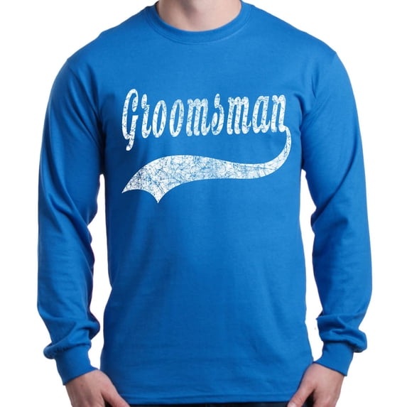 Shop4Ever Men's Groomsman Baseball Wedding Long Sleeve Shirt XXX-Large Royal Blue