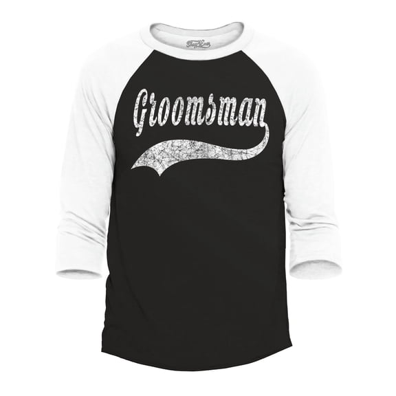 Shop4Ever Men's Groomsman Baseball Wedding Raglan Baseball Shirt X-Small Black/White