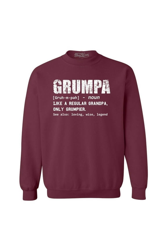 Men's Grumpa Definition Grumpy Grandpa Crewneck Sweatshirt Small Maroon