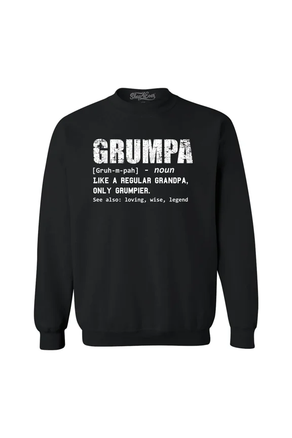 Men's Grumpa Definition Grumpy Grandpa Crewneck Sweatshirt X-Large Black