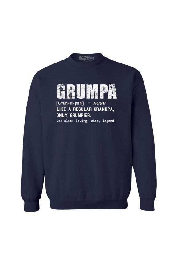 Men's Grumpa Definition Grumpy Grandpa Crewneck Sweatshirt XXX-Large Navy