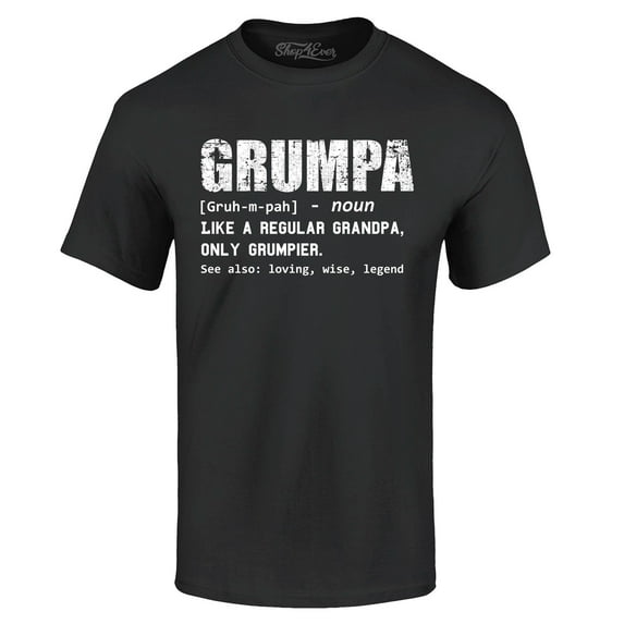 Shop4Ever Men's Grumpa Definition Grumpy Grandpa Graphic T-shirt X-Large Black