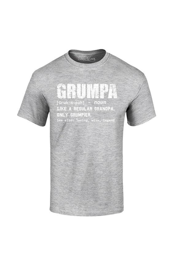 Men's Grumpa Definition Grumpy Grandpa Graphic T-shirt XX-Large Sports Grey