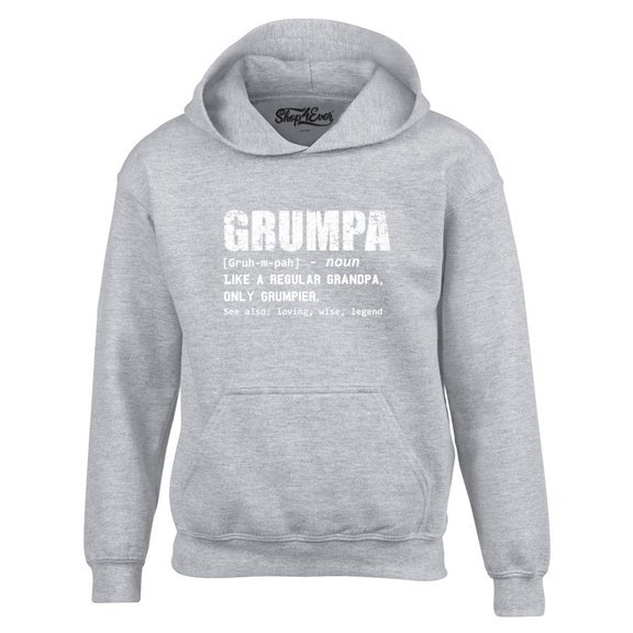 Shop4Ever Men's Grumpa Definition Grumpy Grandpa Hooded Sweatshirt Hoodie Large Sports Grey