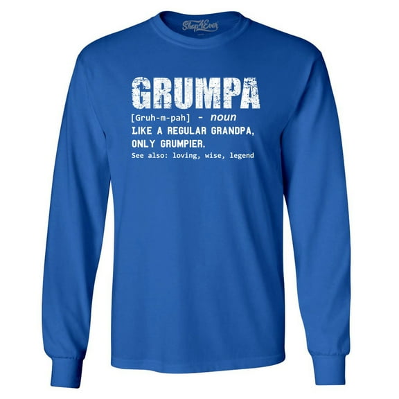 Shop4Ever Men's Grumpa Definition Grumpy Grandpa Long Sleeve Shirt XX-Large Royal Blue