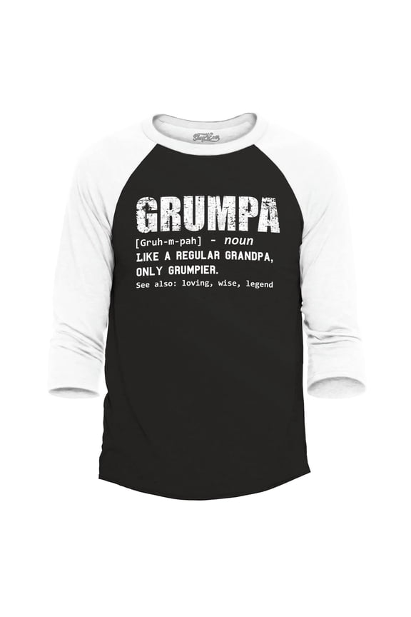 Men's Grumpa Definition Grumpy Grandpa Raglan Baseball Shirt Medium Black/White