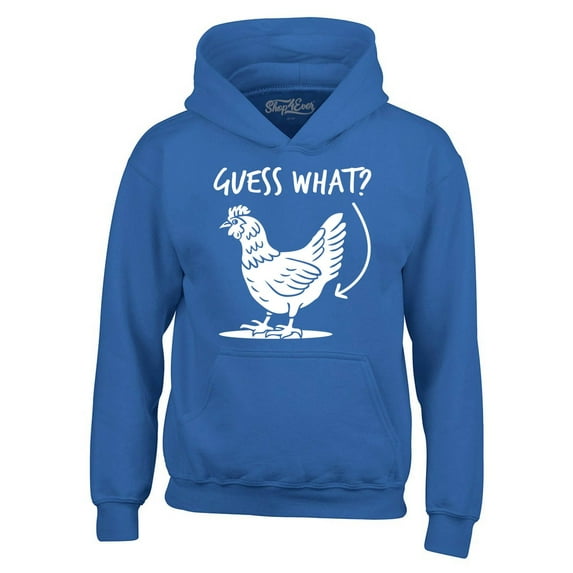 Shop4Ever Men's Guess What? Chicken Butt Hooded Sweatshirt Hoodie XX-Large Royal Blue