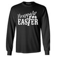 thumbnail image 1 of Shop4Ever Men's Happy Easter With Cross Long Sleeve Shirt Medium Black, 1 of 5