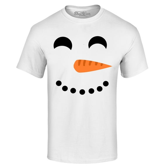 Shop4Ever Men's Happy Snowman Face Chritsmas Costume Graphic T-shirt X-Large White
