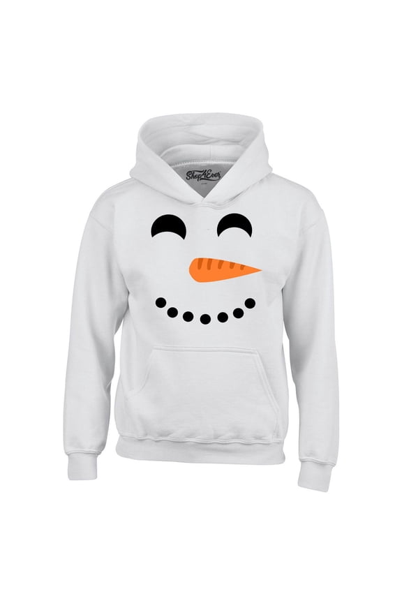 Men's Happy Snowman Face Chritsmas Costume Hooded Sweatshirt Hoodie XX-Large White