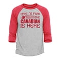 thumbnail image 1 of Shop4Ever Men's Have No Fear The Canadian is Here Canada Pride Raglan Baseball Shirt Medium Heather Grey/Red, 1 of 4