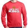 thumbnail image 1 of Shop4Ever Men's He's My King Matching Couples Crewneck Sweatshirt Large Red, 1 of 5