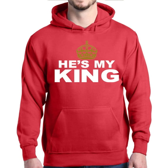 Shop4Ever Men's He's My King Matching Couples Hooded Sweatshirt Hoodie Medium Red