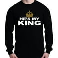 thumbnail image 1 of Shop4Ever Men's He's My King Matching Couples Long Sleeve Shirt 2XL Black, 1 of 5