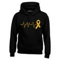 thumbnail image 1 of Shop4Ever Men's Heartbeat Gold Ribbon Hooded Sweatshirt Hoodie XX-Large Black, 1 of 5