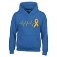 thumbnail image 1 of Shop4Ever Men's Heartbeat Gold Ribbon Hooded Sweatshirt Hoodie XX-Large Royal Blue, 1 of 5