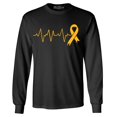 thumbnail image 1 of Shop4Ever Men's Heartbeat Gold Ribbon Long Sleeve Shirt Large Black, 1 of 5
