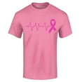 thumbnail image 1 of Shop4Ever Men's Heartbeat Pink Ribbon Breast Cancer Awareness Graphic T-shirt Small Azalea Pink, 1 of 5