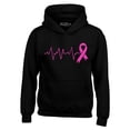 thumbnail image 1 of Shop4Ever Men's Heartbeat Pink Ribbon Breast Cancer Awareness Hooded Sweatshirt Hoodie XXXX-Large Black, 1 of 5