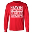 thumbnail image 1 of Shop4Ever Men's Heaven is My Home I'm Just Here Recruiting Religious Christian Long Sleeve Shirt Small Red, 1 of 5