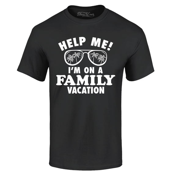 Shop4Ever Men's Help Me! I'm On A Family Vaction Funny Graphic T-shirt XXXX-Large Black