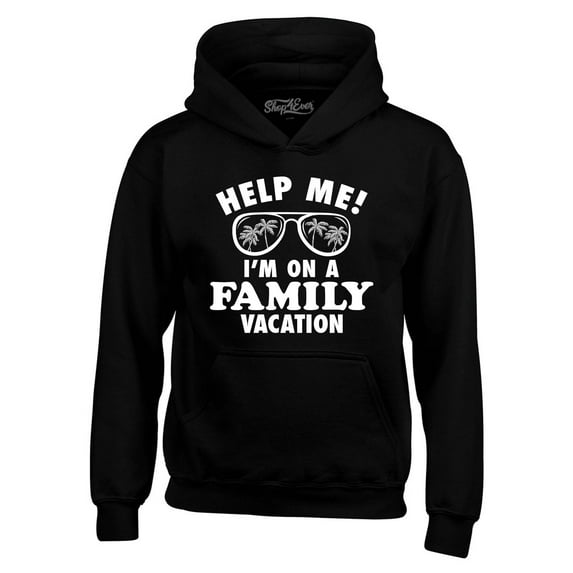 Shop4Ever Men's Help Me! I'm On A Family Vaction Funny Hooded Sweatshirt Hoodie XXX-Large Black
