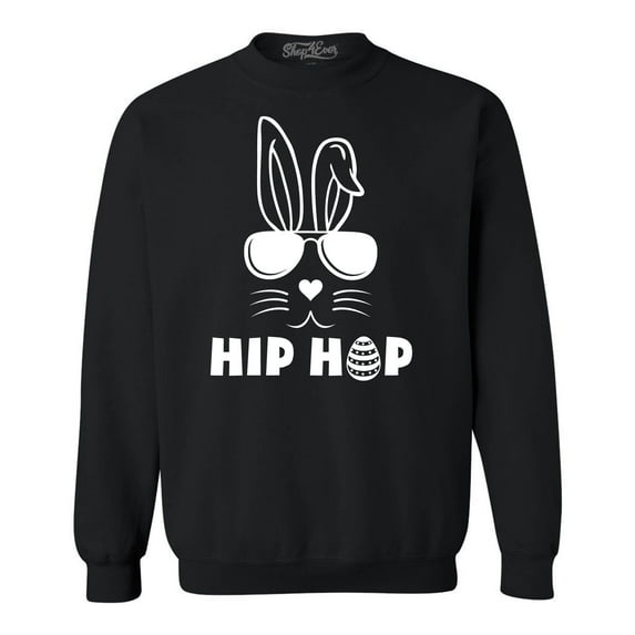 Shop4Ever Men's Hip Hop Bunny Rabbit Easter Crewneck Sweatshirt XX-Large Black
