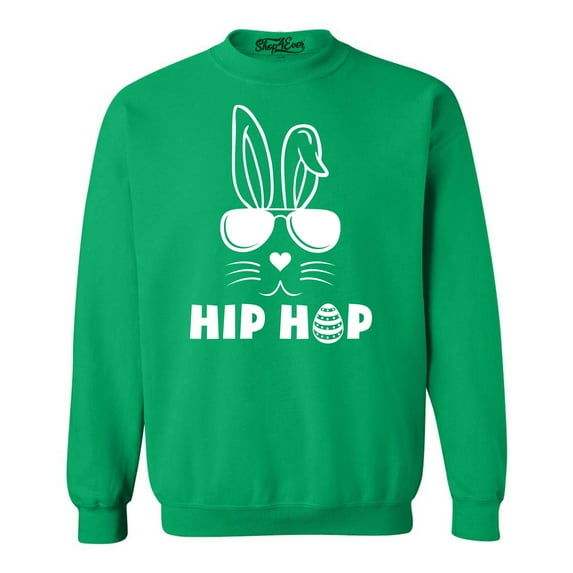 Shop4Ever Men's Hip Hop Bunny Rabbit Easter Crewneck Sweatshirt XXX-Large Irish Green