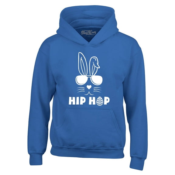 Shop4Ever Men's Hip Hop Bunny Rabbit Easter  Hooded Sweatshirt Hoodie Large Royal Blue