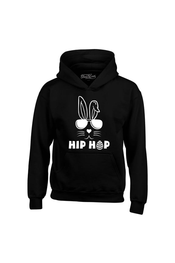 Men's Hip Hop Bunny Rabbit Easter Hooded Sweatshirt Hoodie XX-Large Black