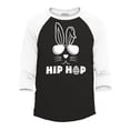 thumbnail image 1 of Shop4Ever Men's Hip Hop Bunny Rabbit Easter  Raglan Baseball Shirt XX-Large Black/White, 1 of 4