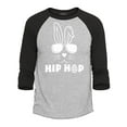 thumbnail image 1 of Shop4Ever Men's Hip Hop Bunny Rabbit Easter  Raglan Baseball Shirt XX-Large Heather Grey/Black, 1 of 4